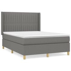 shumee Boxspring posteľ s matracom tmavosivá 140x200 cm látka