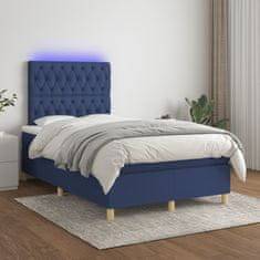 Petromila vidaXL Boxspring posteľ s matracom a LED modrá 120x190 cm látka