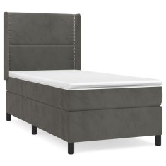 shumee Posteľný rám boxspring s matracom tmavosivý 90x190 cm zamat