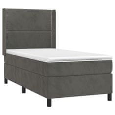 shumee Posteľný rám boxspring s matracom tmavosivý 90x190 cm zamat