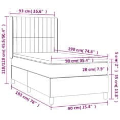 shumee Posteľný rám boxspring s matracom čierny 90x190 cm zamat