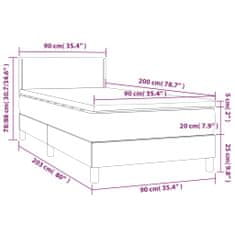 Petromila vidaXL Boxspring posteľ matrac a LED kapučínová 90x200 cm umelá koža