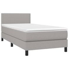 shumee Posteľ boxspring s matracom a LED bledosivá 100x200 cm látka