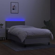 shumee Posteľ boxspring s matracom a LED bledosivá 100x200 cm látka