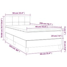 shumee Posteľ boxsping s matracom a LED tmavosivá 90x200 cm látka