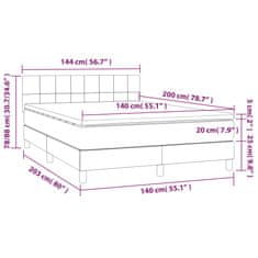 shumee Posteľ boxsping s matracom a LED tmavosivá 140x200 cm látka