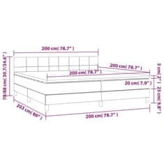 shumee Posteľ boxsping s matracom a LED krémová 200x200 cm látka