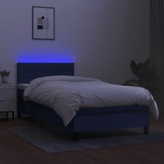 shumee Posteľ boxsping s matracom a LED modrá 100x200 cm látka