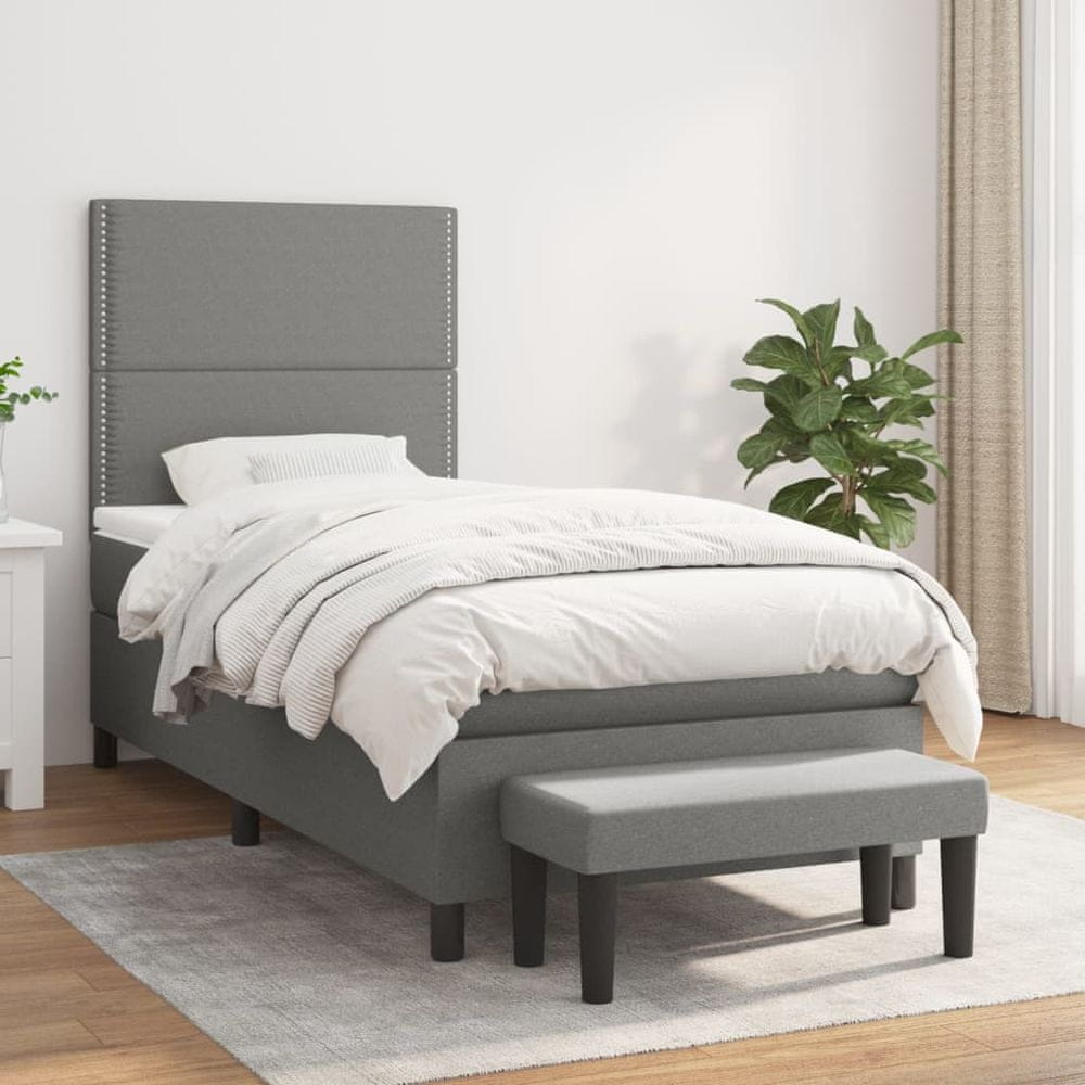 Vidaxl Boxspring posteľ s matracom tmavosivá 100x200 cm látka