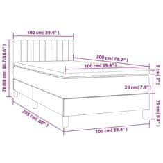 shumee Posteľ boxsping s matracom a LED sivohnedá 100x200 cm látka