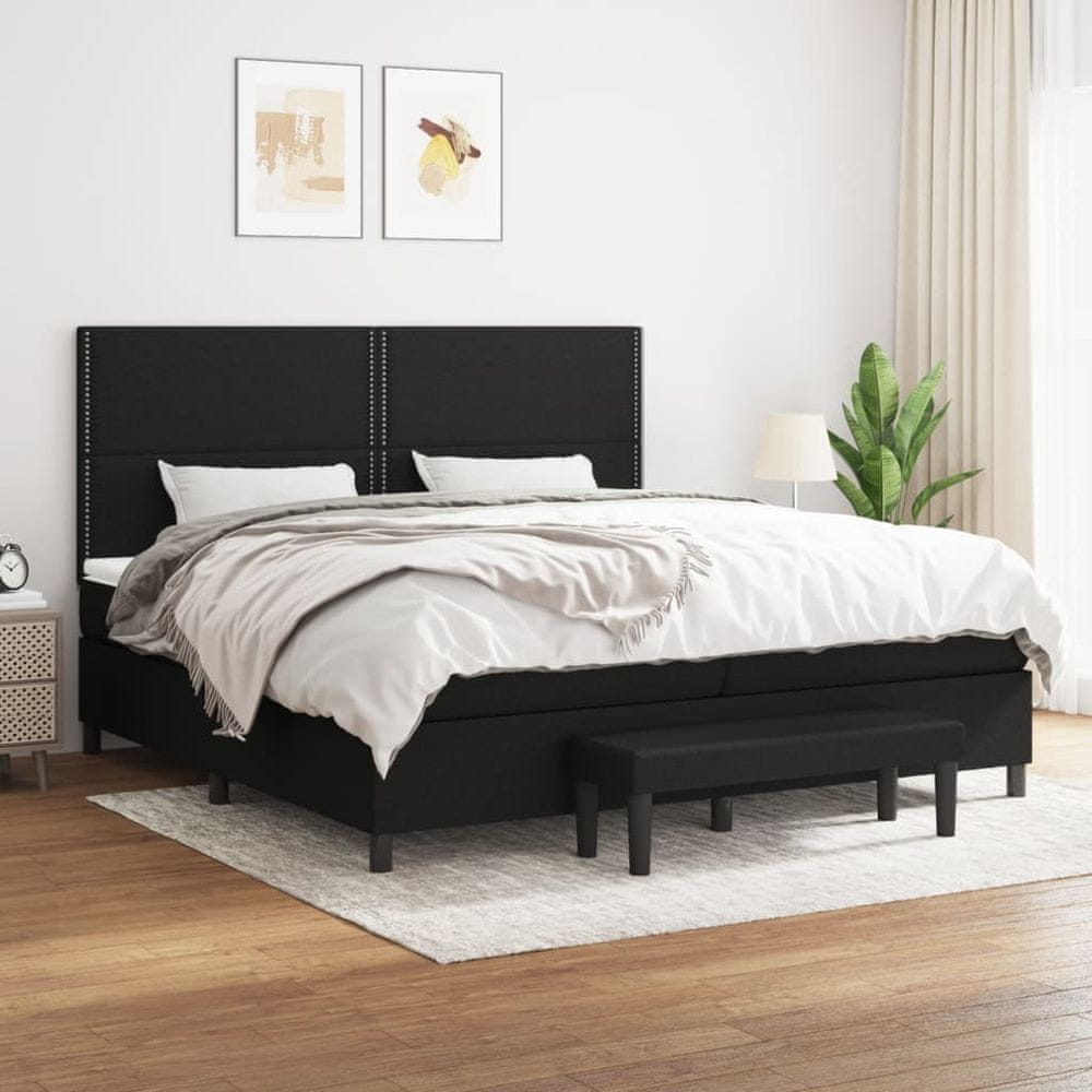 shumee Boxspring posteľ s matracom čierna 200x200 cm látka