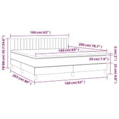 shumee Posteľ boxsping s matracom a LED tmavosivá 160x200 cm látka