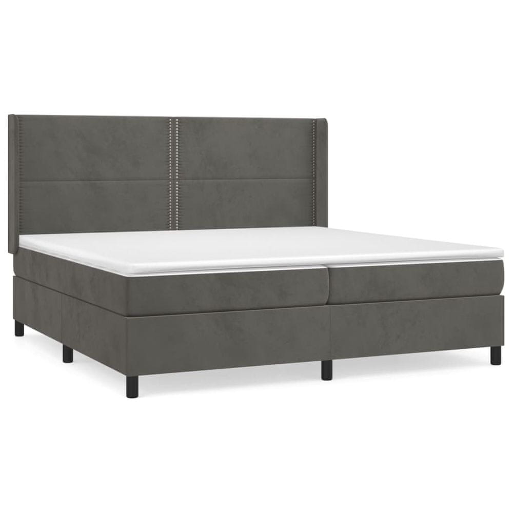 Vidaxl Posteľný rám boxspring s matracom tmavosivý 200x200 cm zamat