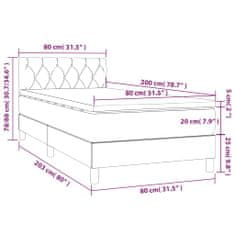 shumee Posteľ boxsping s matracom a LED čierna 80x200 cm látka