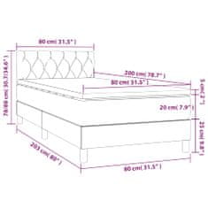 shumee Posteľ boxsping s matracom a LED krémová 80x200 cm látka