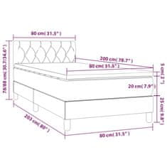 shumee Posteľný rám boxsping s matracom bledosivý 80x200 cm látka