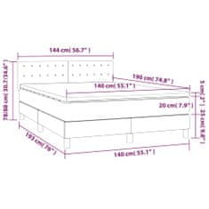 Petromila vidaXL Boxspring posteľ matrac a LED kapučínová 140x190 cm umelá koža