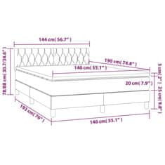 shumee Boxspring posteľ s matracom bledosivý 140x190 cm látka