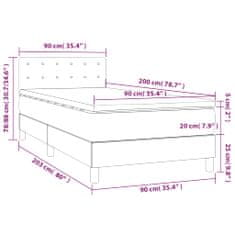 Petromila vidaXL Boxspring posteľ s matracom a LED sivá 90x200 cm umelá koža