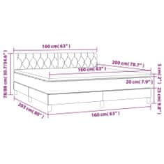 shumee Posteľ boxsping s matracom a LED tmavosivá 160x200 cm látka