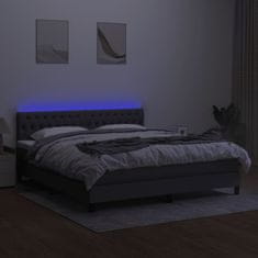 shumee Posteľ boxsping s matracom a LED tmavosivá 160x200 cm látka