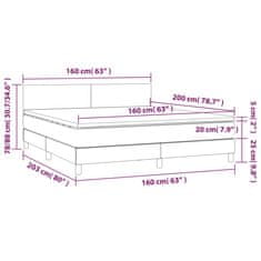 shumee Posteľ boxsping s matracom a LED bledosivá 160x200 cm látka