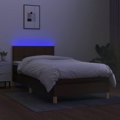 shumee Posteľ boxsping s matracom a LED tmavohnedá 100x200 cm látka