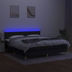 shumee Posteľ boxsping s matracom a LED čierna 160x200 cm látka