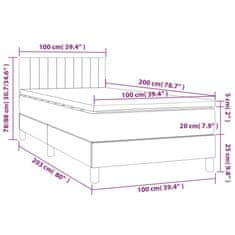 shumee Posteľný rám boxsping s matracom tmavomodrý 100x200 cm zamat