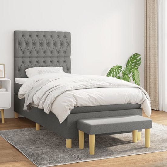 Petromila vidaXL Boxspring posteľ s matracom tmavosivá 90x190 cm látka