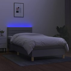 shumee Posteľ boxsping s matracom a LED bledosivá 80x200 cm látka