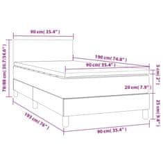 Petromila vidaXL Boxspring posteľ matrac a LED kapučínová 90x190 cm umelá koža