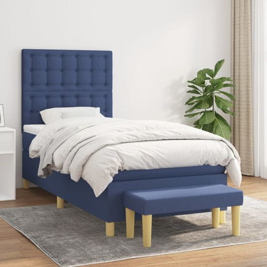 Petromila vidaXL Boxspring posteľ s matracom modrá 100x200 cm látka