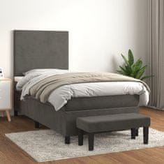 shumee Posteľný rám boxspring s matracom tmavosivý 100x200 cm zamat