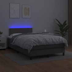 Petromila vidaXL Boxspring posteľ s matracom a LED sivá 120x200 cm umelá koža