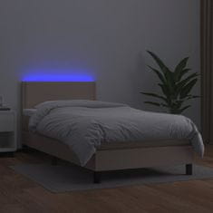 Petromila vidaXL Boxspring posteľ matrac a LED kapučínová 90x190 cm umelá koža