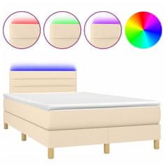 Petromila vidaXL Boxspring posteľ s matracom a LED krémová 120x190 cm látka