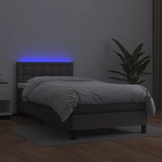 Petromila vidaXL Boxspring posteľ s matracom a LED sivá 80x200 cm umelá koža