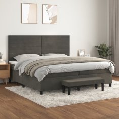 shumee Posteľný rám boxspring s matracom tmavosivý 200x200 cm zamat