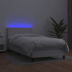 Petromila vidaXL Boxspring posteľ s matracom a LED biela 90x200 cm umelá koža