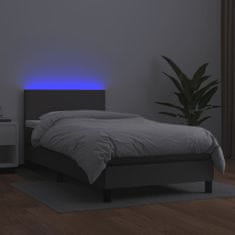 Petromila vidaXL Boxspring posteľ s matracom a LED sivá 80x200 cm umelá koža