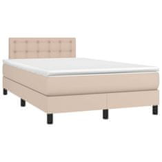 Petromila vidaXL Boxspring posteľ matrac a LED kapučínová 120x200 cm umelá koža