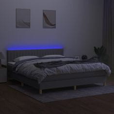 shumee Posteľ boxsping s matracom a LED bledosivá 180x200 cm látka