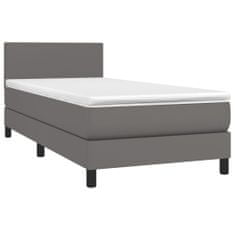 Petromila vidaXL Boxspring posteľ s matracom a LED sivá 90x200 cm umelá koža