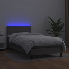 Petromila vidaXL Boxspring posteľ s matracom a LED sivá 90x200 cm umelá koža