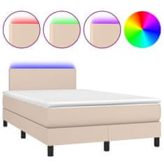 Petromila vidaXL Boxspring posteľ matrac a LED kapučínová 120x200 cm umelá koža