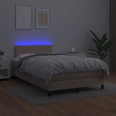 Petromila vidaXL Boxspring posteľ matrac a LED kapučínová 120x200 cm umelá koža