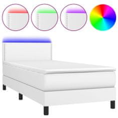 Petromila vidaXL Boxspring posteľ s matracom a LED biela 90x200 cm umelá koža