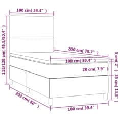 Petromila vidaXL Boxspring posteľ matrac a LED kapučínová 100x200 cm umelá koža