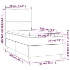 Petromila vidaXL Boxspring posteľ matrac a LED kapučínová 90x200 cm umelá koža